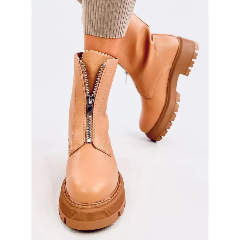 Laura Beige Camel Military Boots