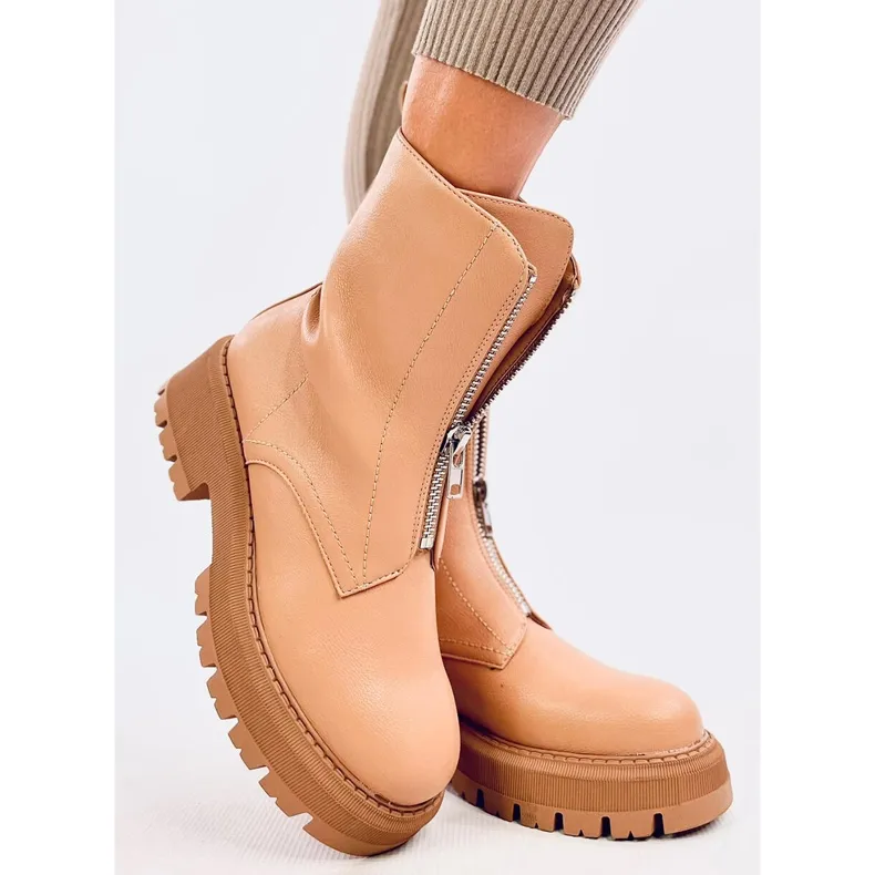 Laura Beige Camel Military Boots