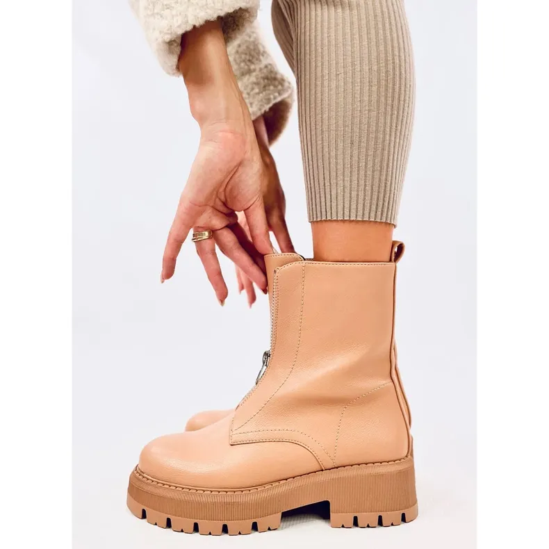 Laura Beige Camel Military Boots