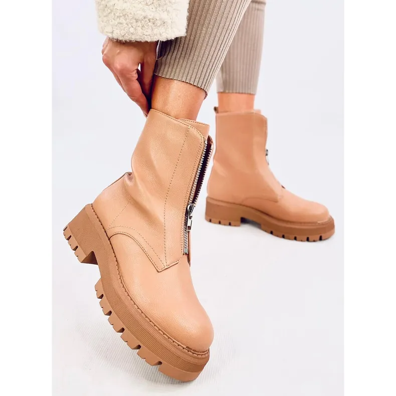 Laura Beige Camel Military Boots