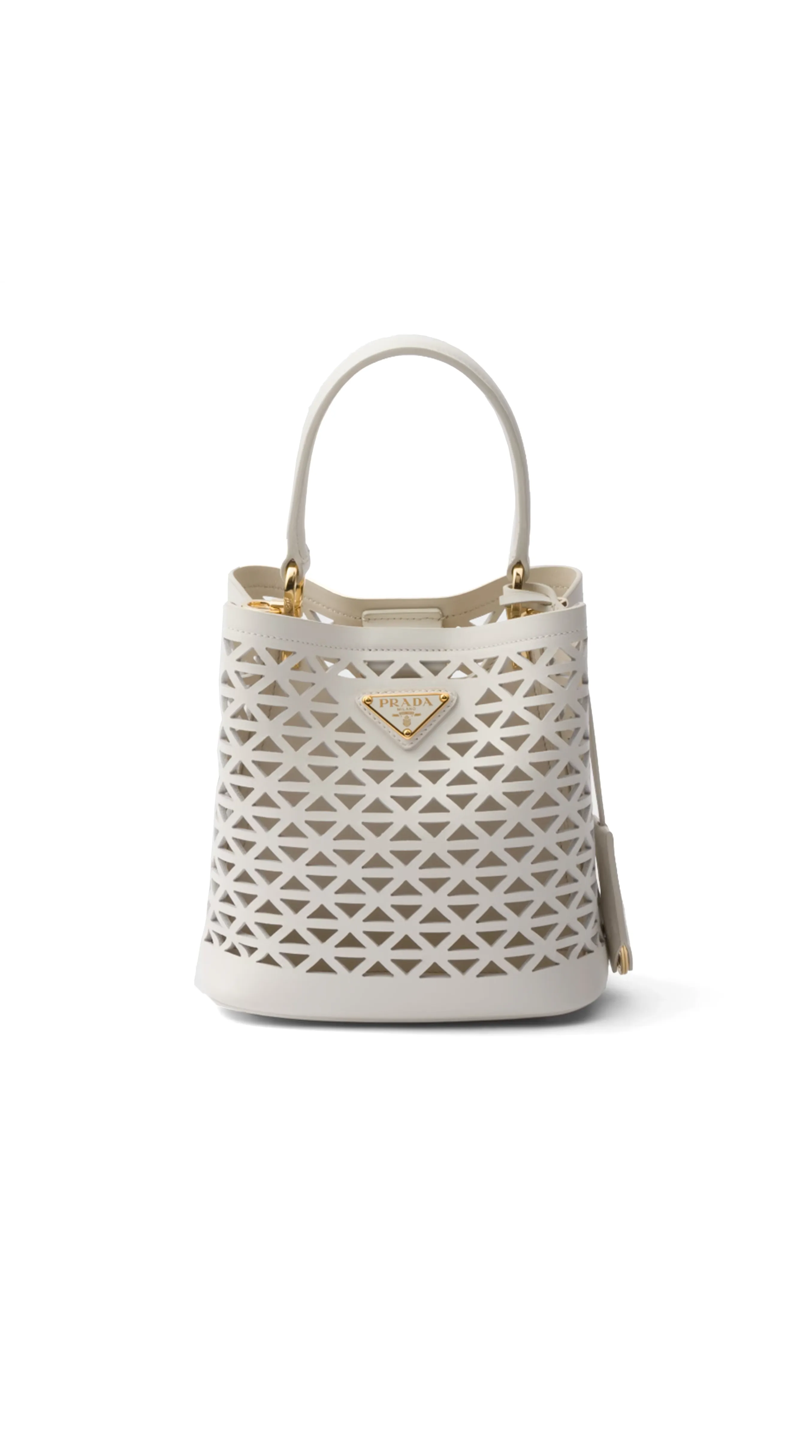 Leather Panier Mini Bag With Cut-Out Motif White