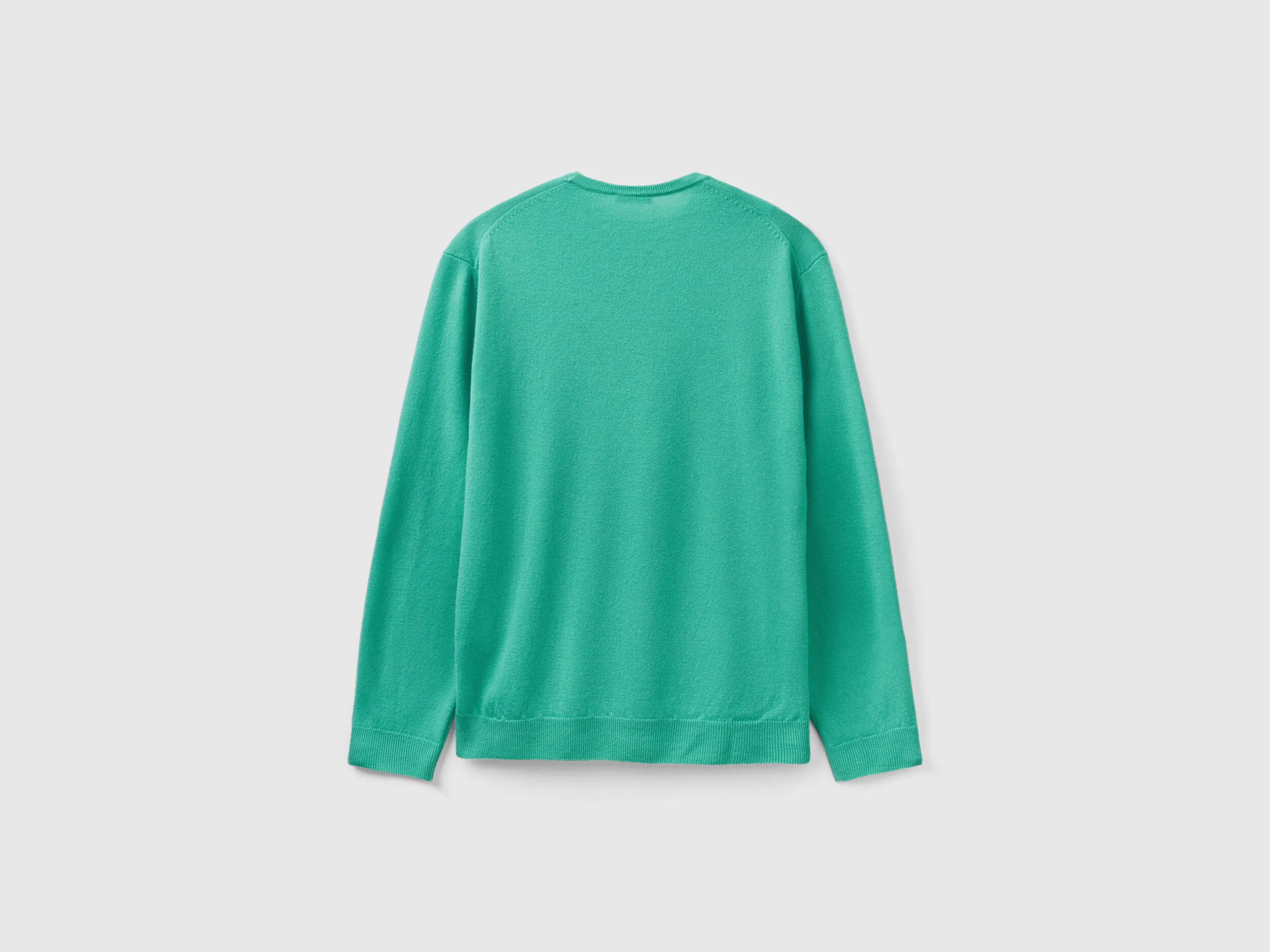 Light Green Merino Wool Crew Neck Sweater - Benetton