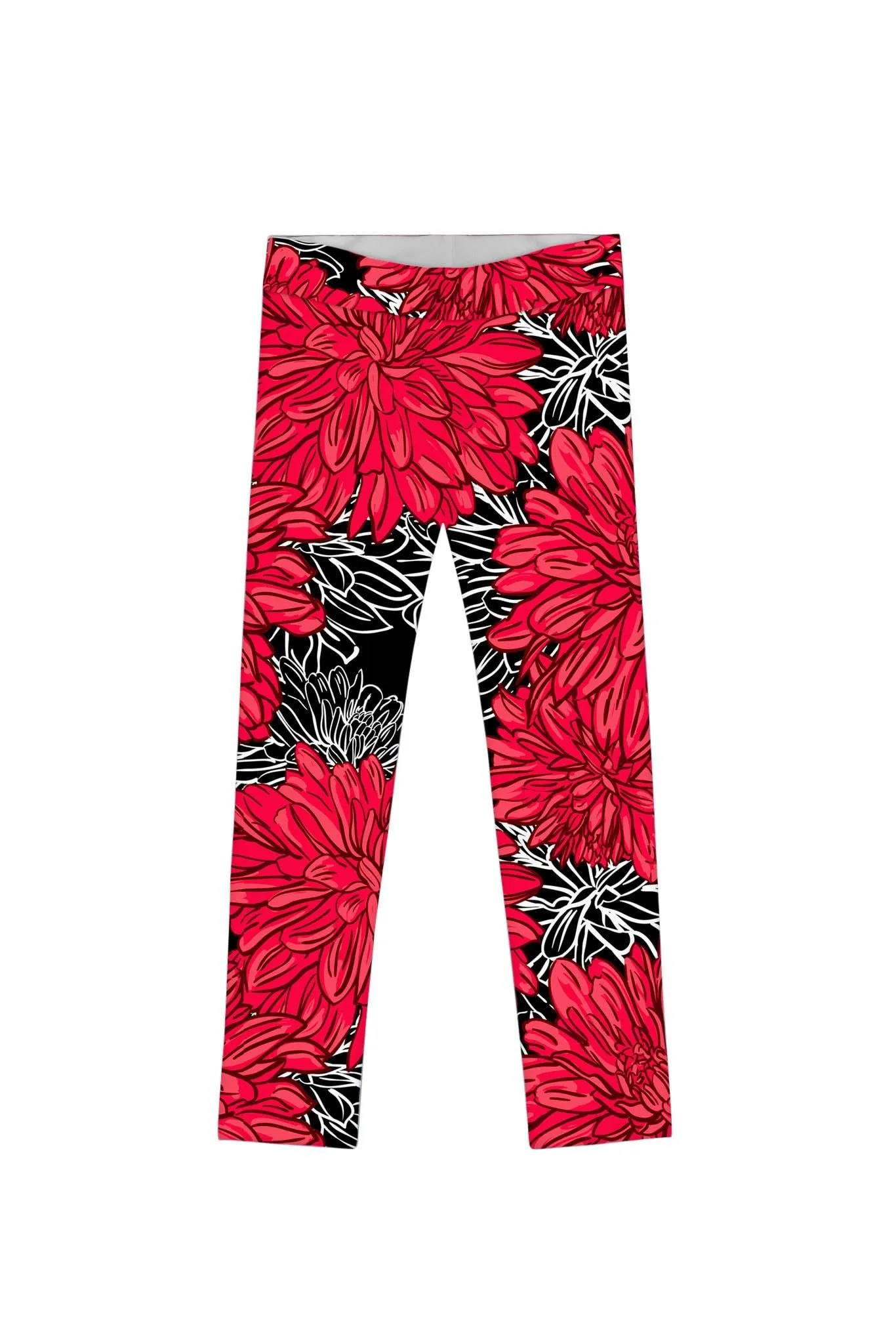 Lucy Cute Red Black Floral Print Leggings for Girls