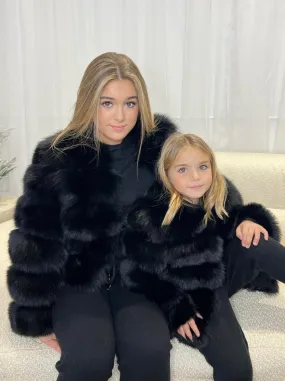 Luxurious Black Fur Coat for Kids