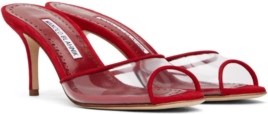 Manolo Blahnik Red Jadifa Fabio Heeled Sandals