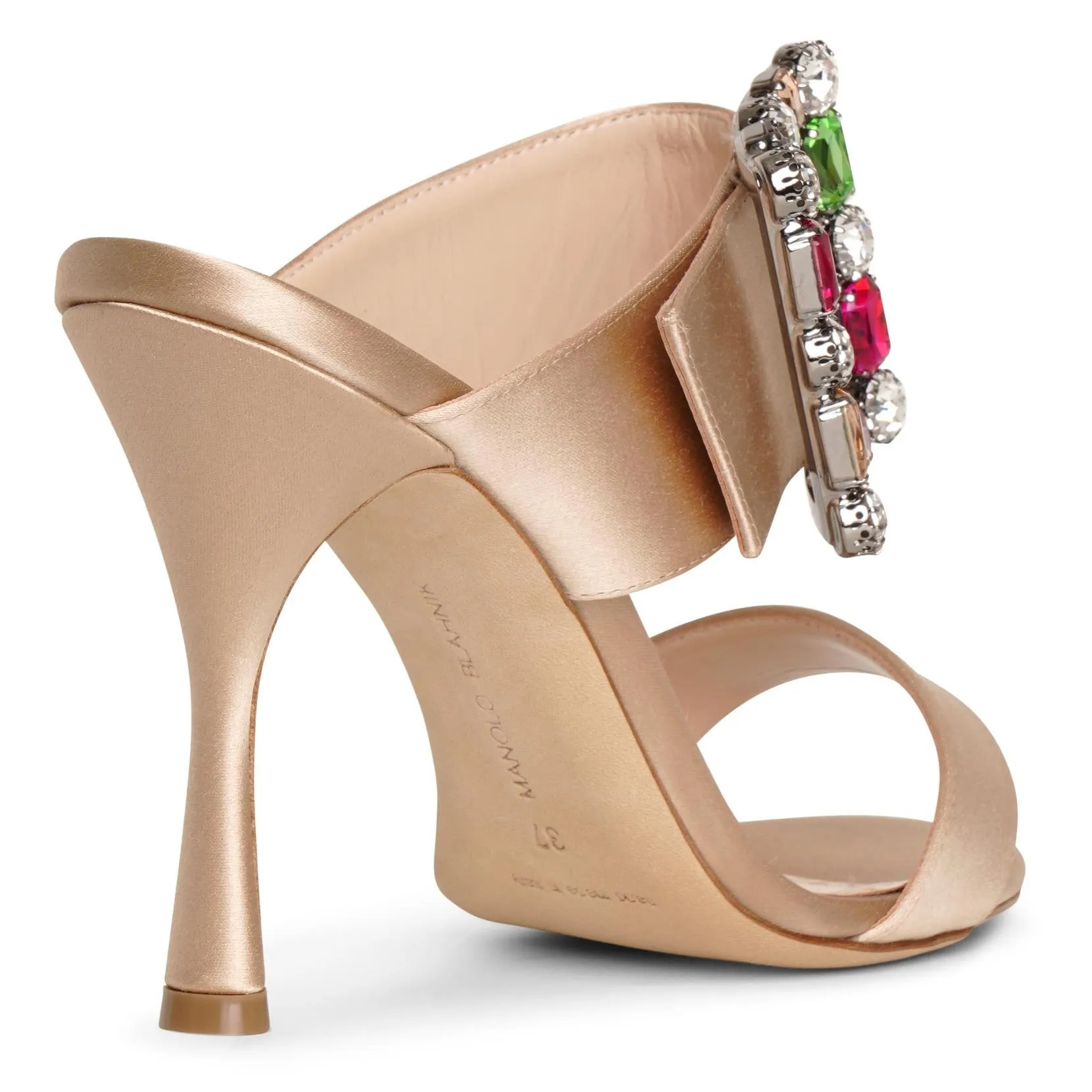 Manolo Blahnik Verda 90 Nude Satin Sandals