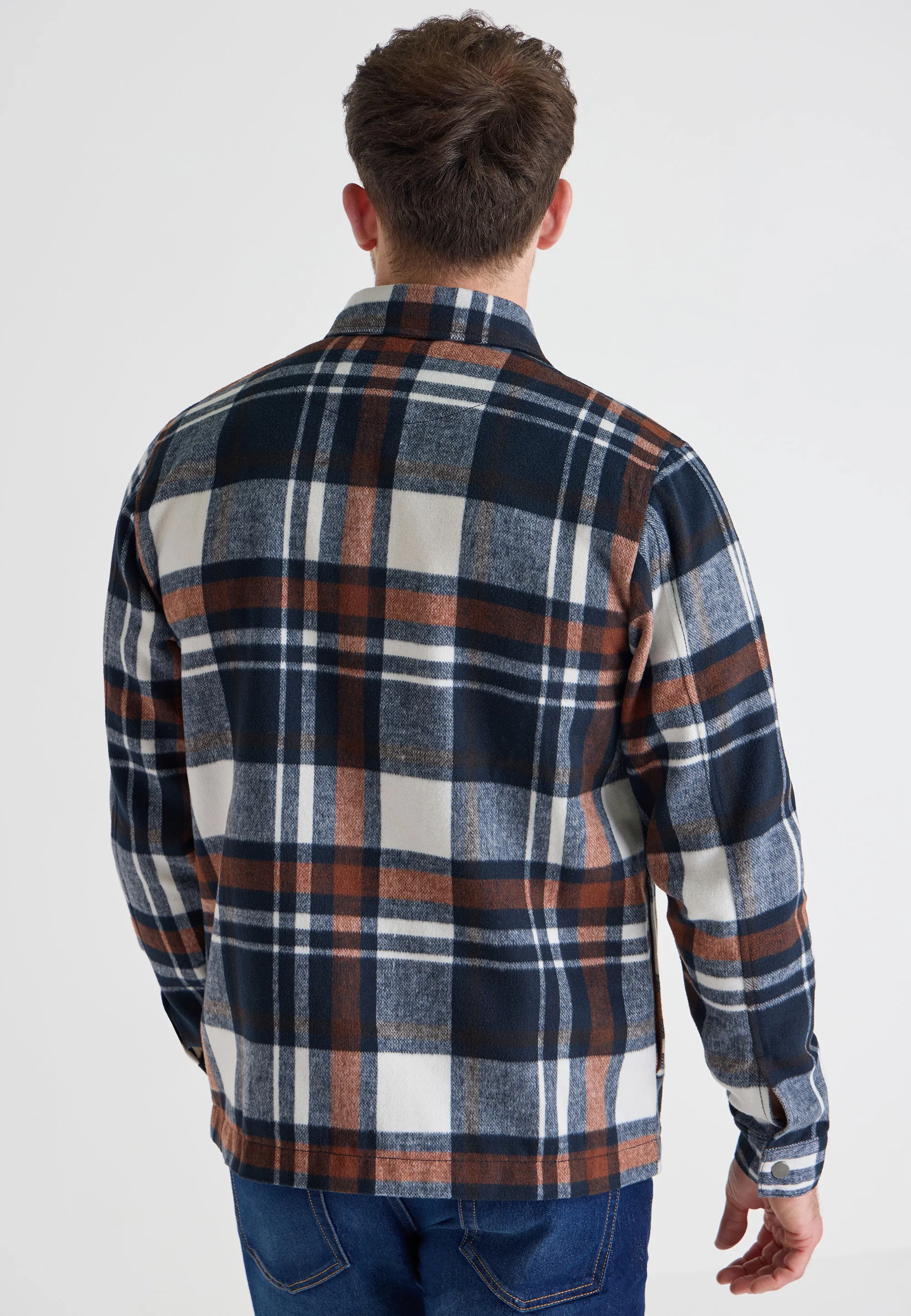 Men's Check Shirt Jacket in Navy