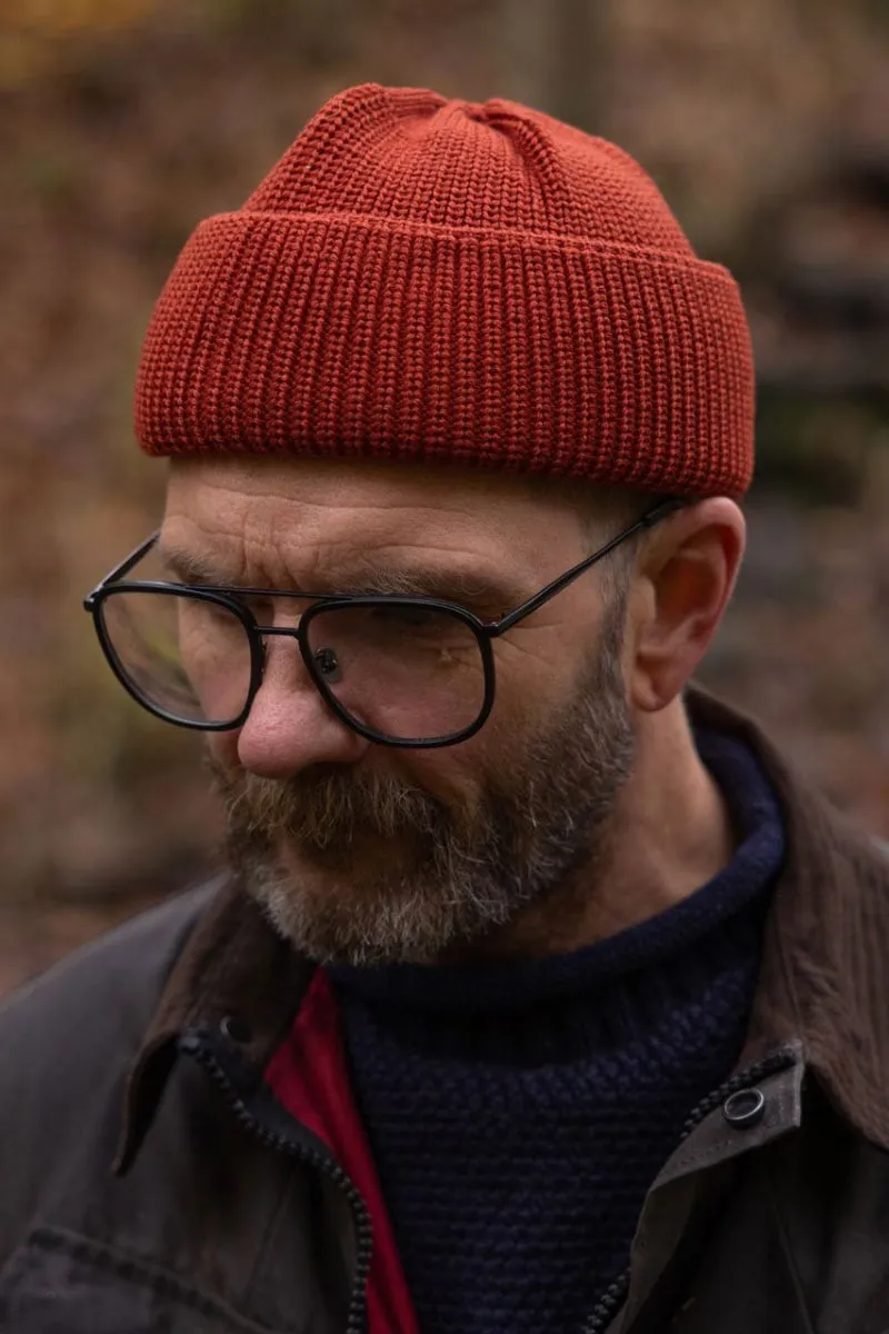 Merino Rust Bifold Watch Cap