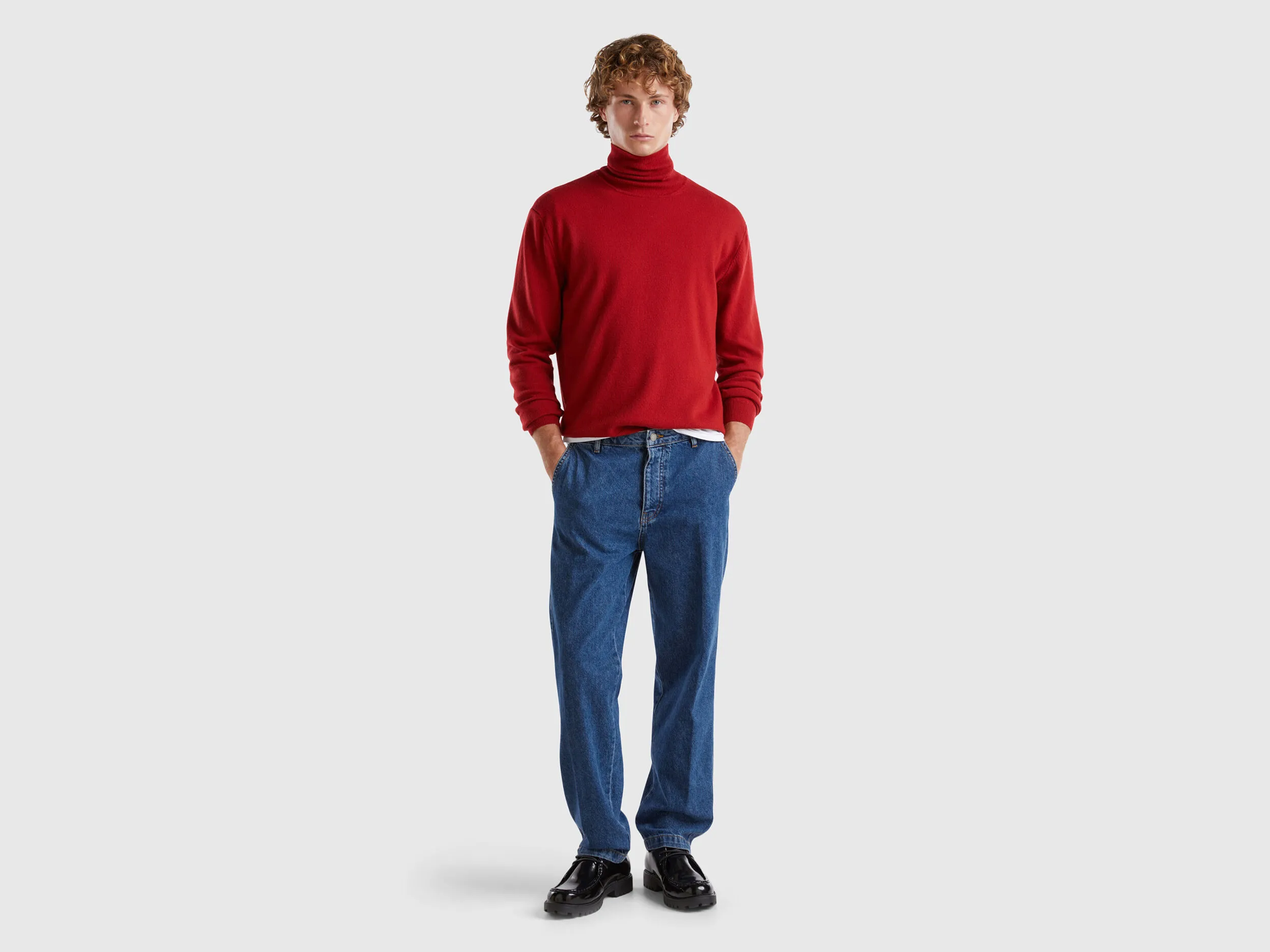 Merino Wool Burgundy Turtleneck - Benetton