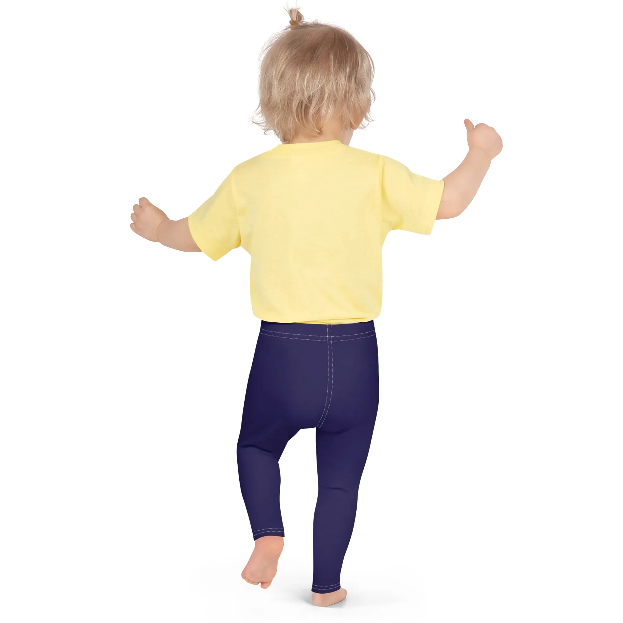 Midnight Blue Girls' Workout Leggings with Solid Color - Playtime Perfection