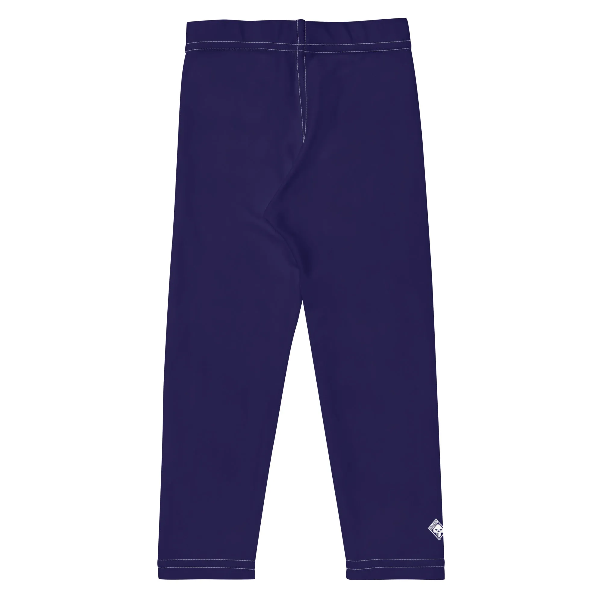 Midnight Blue Girls' Workout Leggings with Solid Color - Playtime Perfection