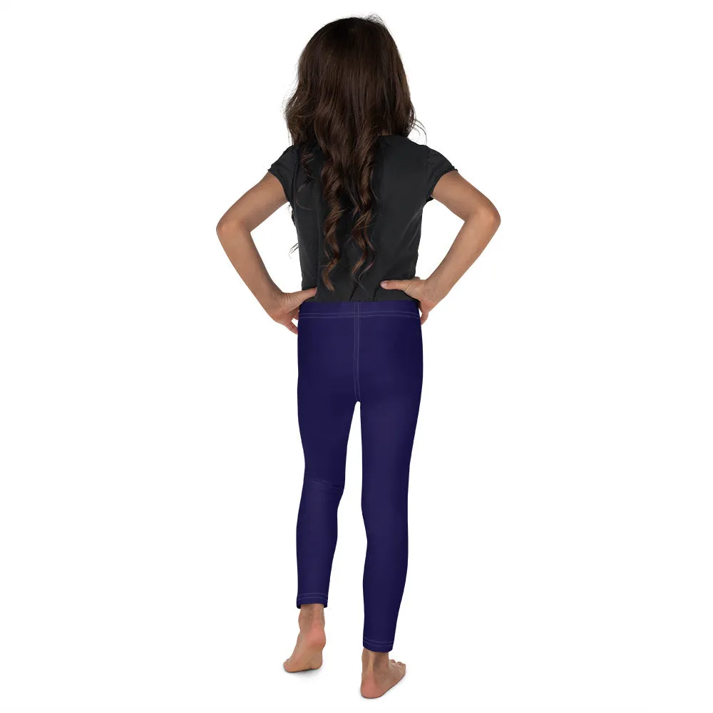 Midnight Blue Girls' Workout Leggings with Solid Color - Playtime Perfection