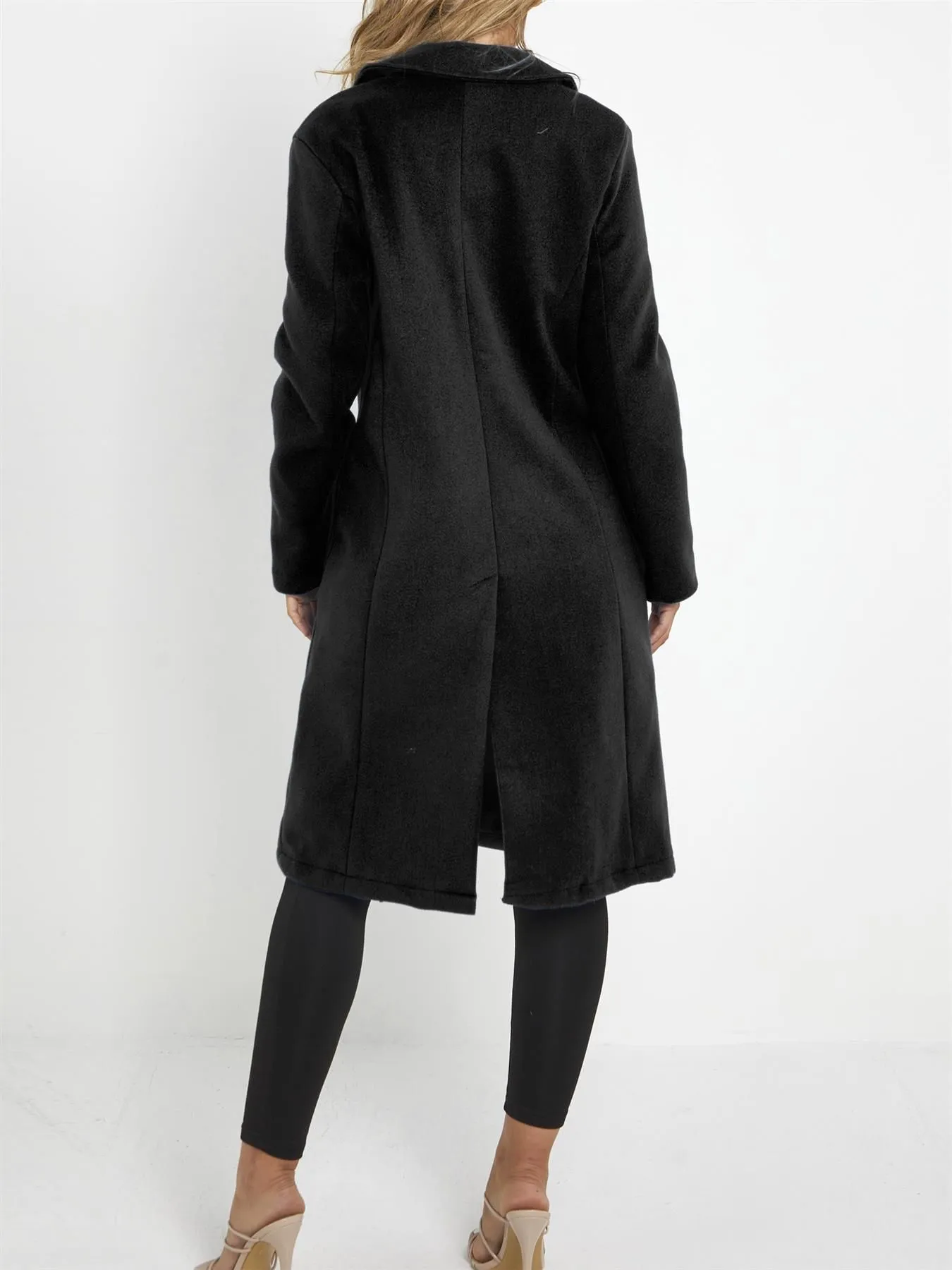 Military Wool-look Trench Coat Black Camel Blue UK Sizes 8 to 16