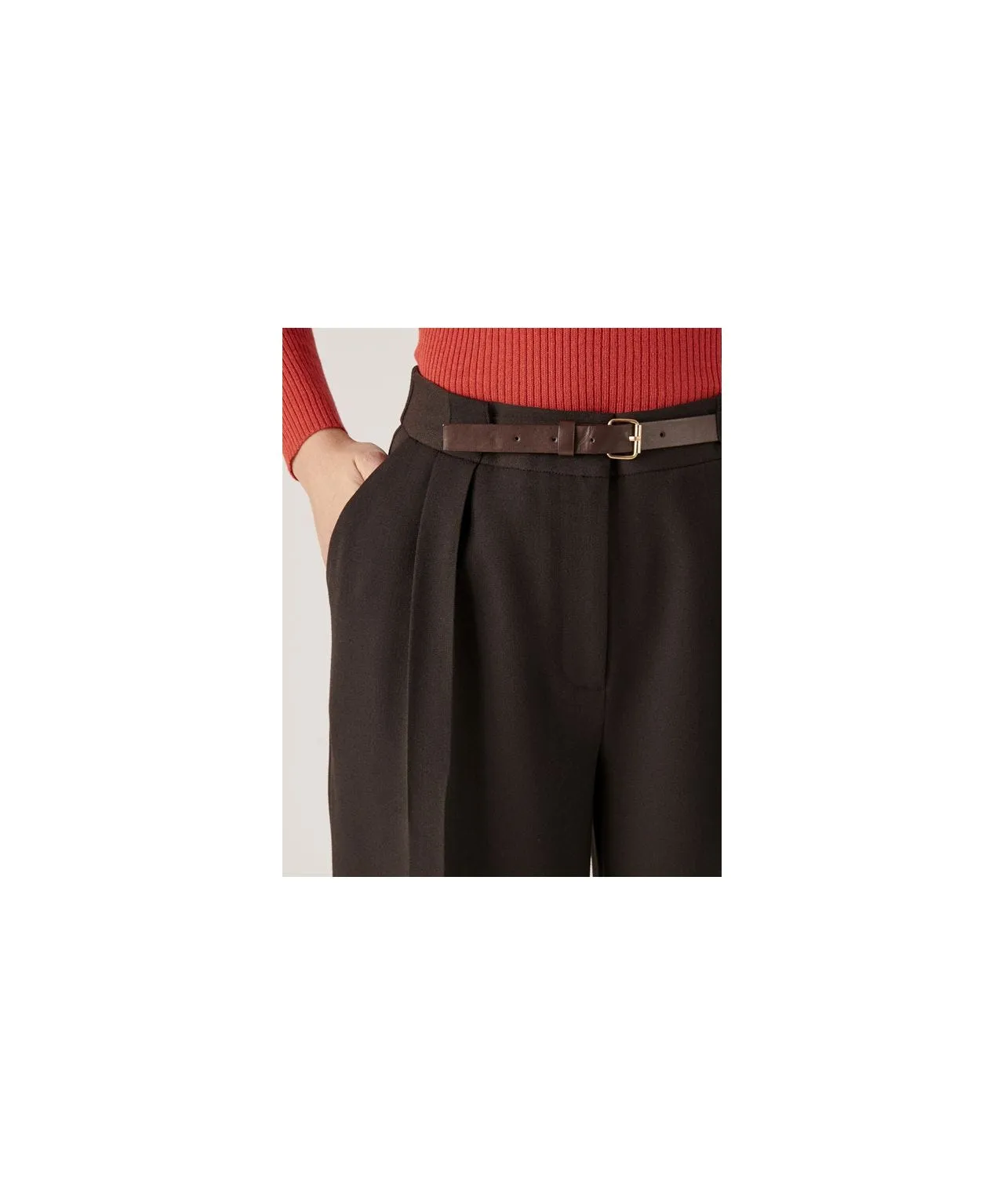 Wide Leg Belted Trousers