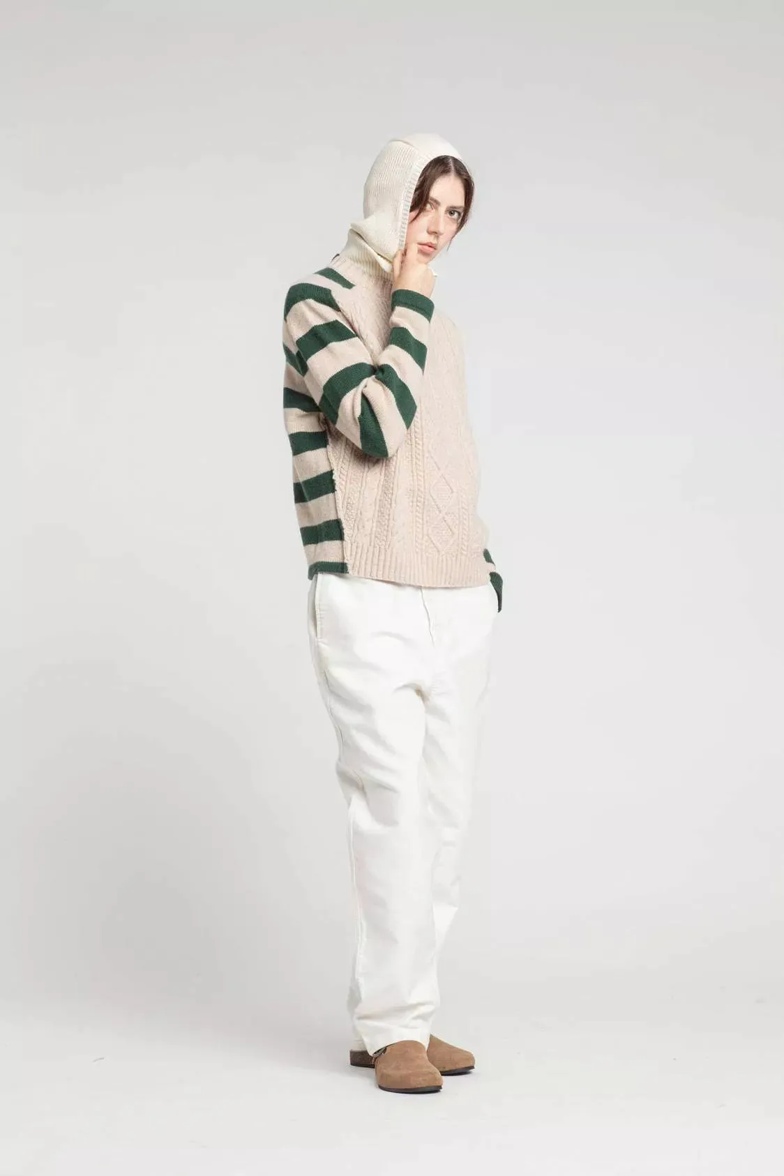 Mont Saint Michel Green Cable Knit Sweater