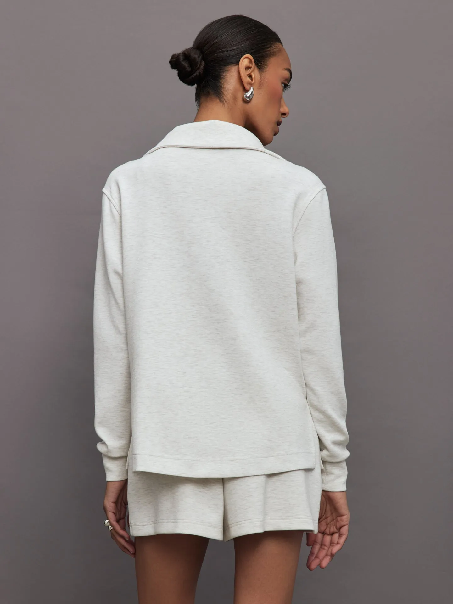 Moonbeam Heather Asymmetrical Zip Knit Jacket