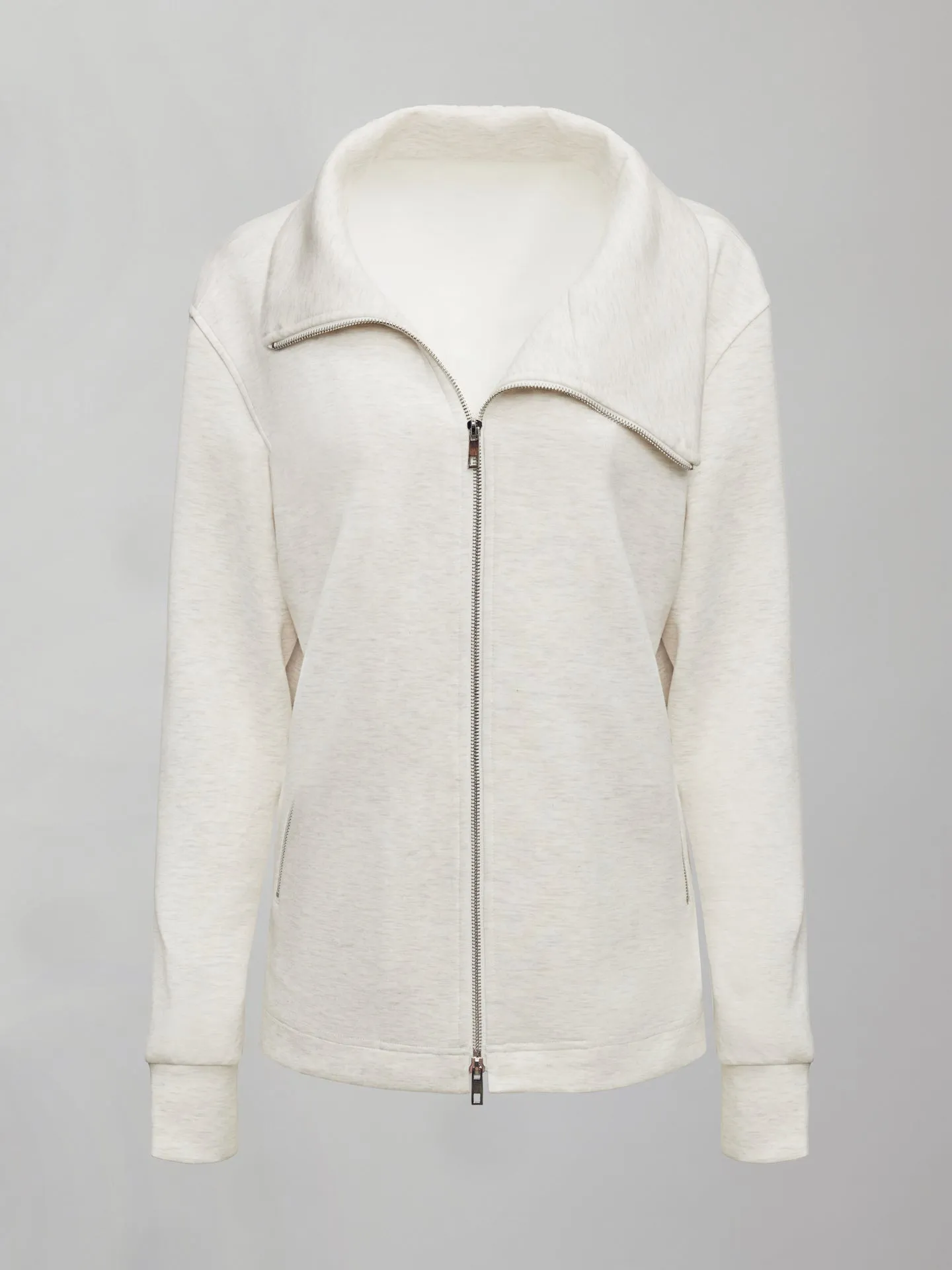 Moonbeam Heather Asymmetrical Zip Knit Jacket