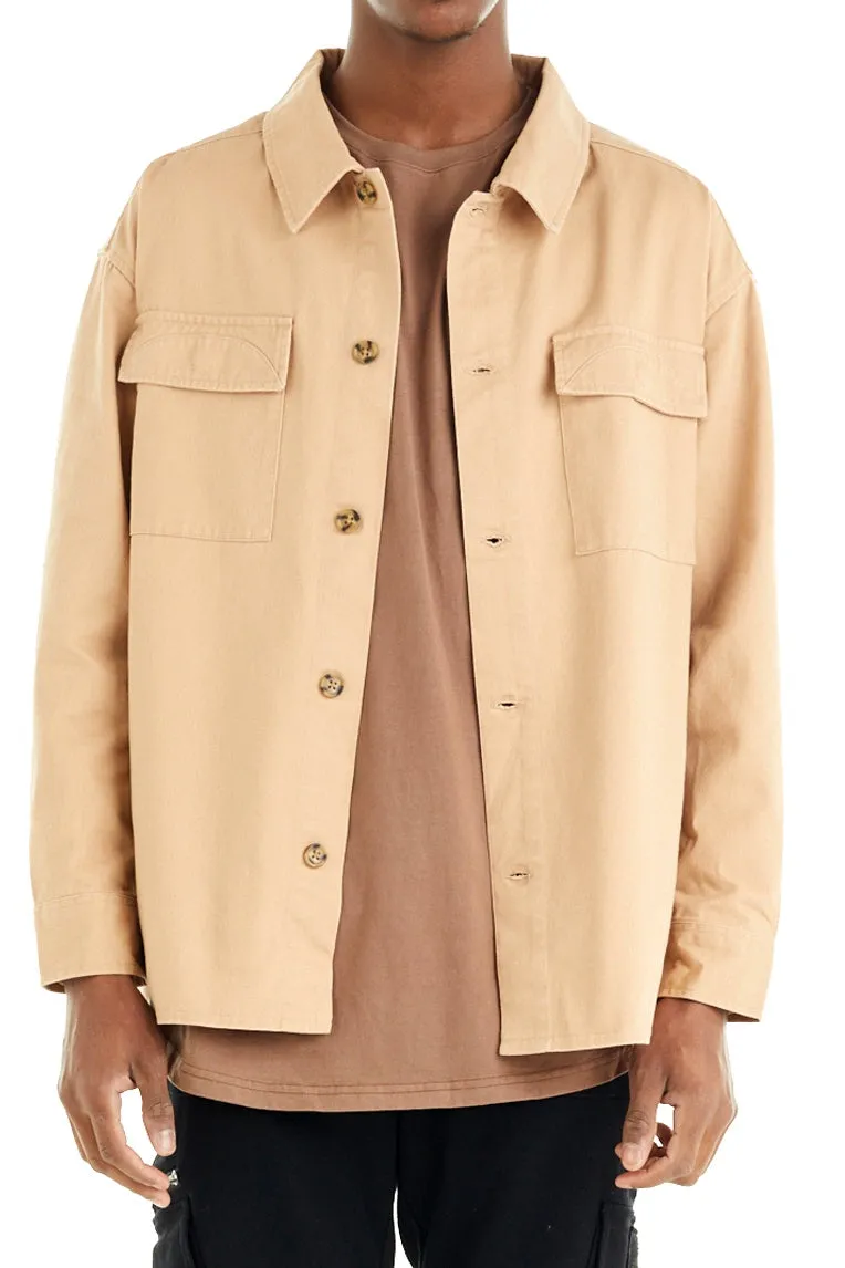 NANA JUDY Men's Beige Dover Shacket