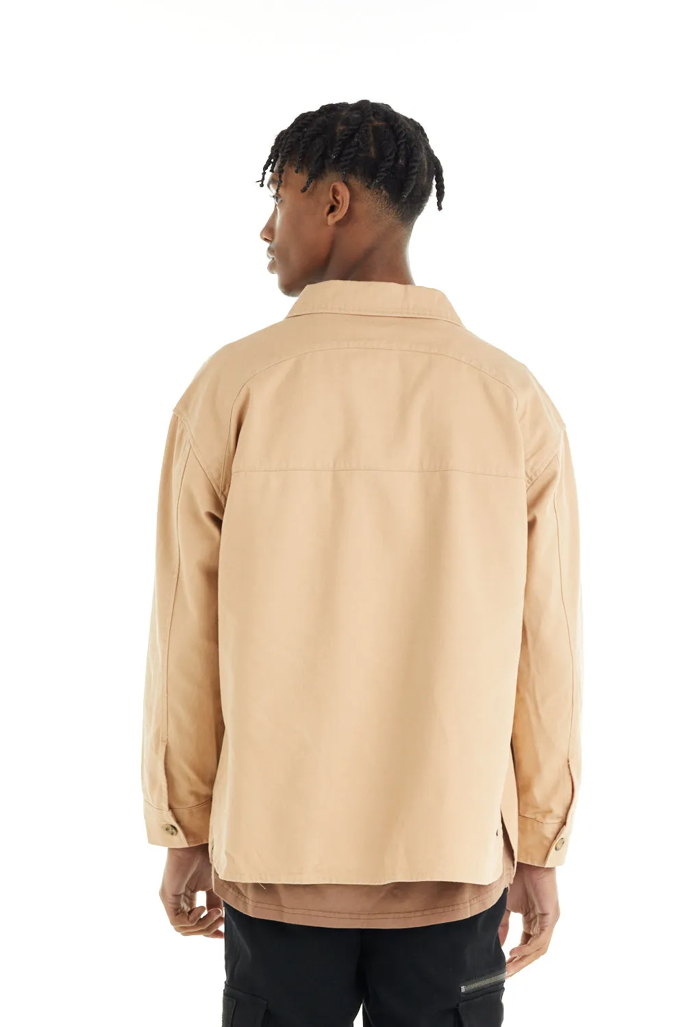 NANA JUDY Men's Beige Dover Shacket