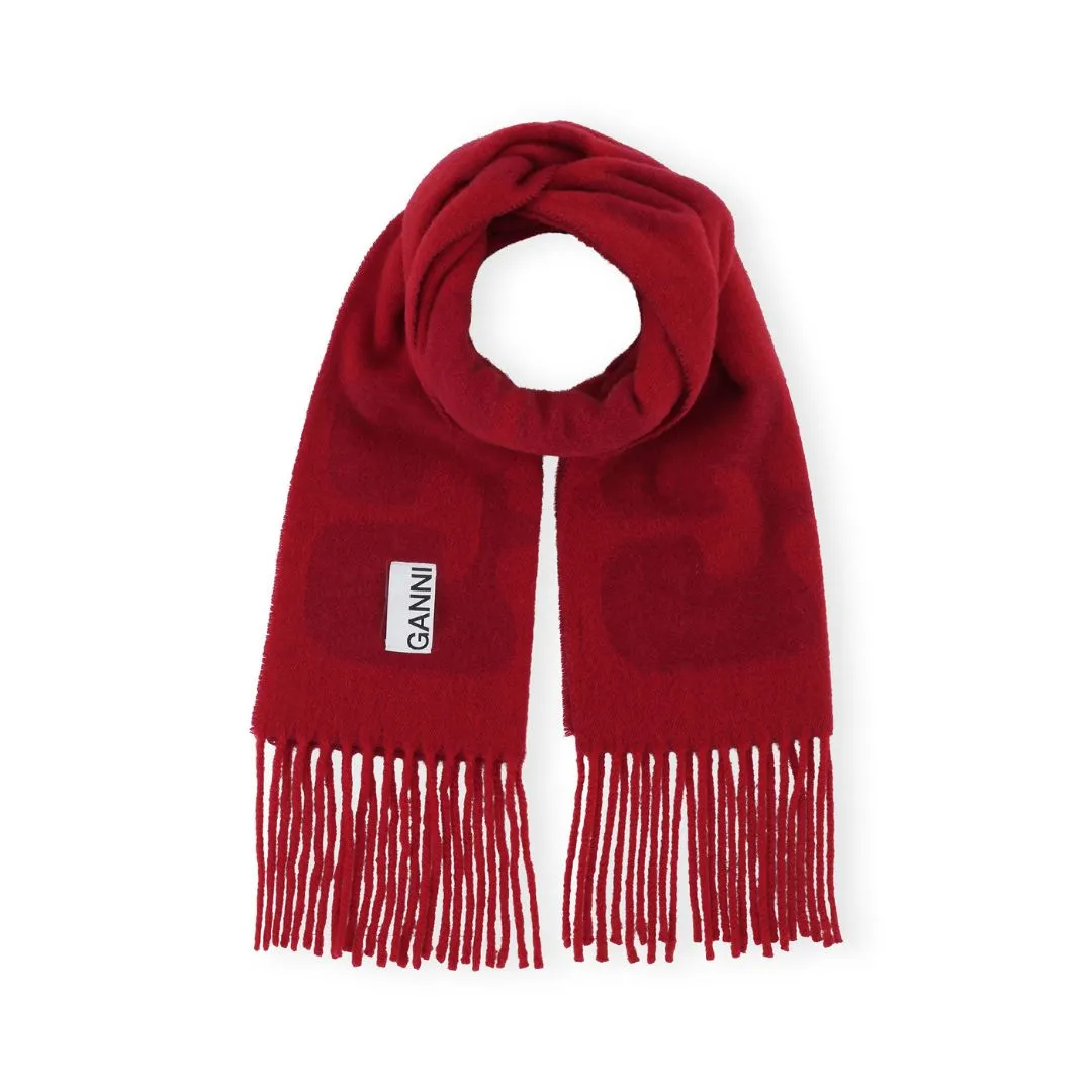 Narrow Red Scarf with Logo