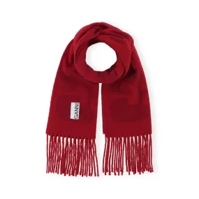 Narrow Red Scarf with Logo