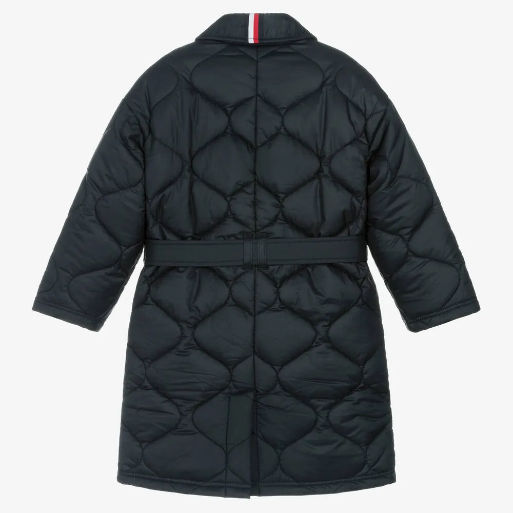 Navy Blue Quilted Coat for Girls