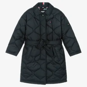 Navy Blue Quilted Coat for Girls