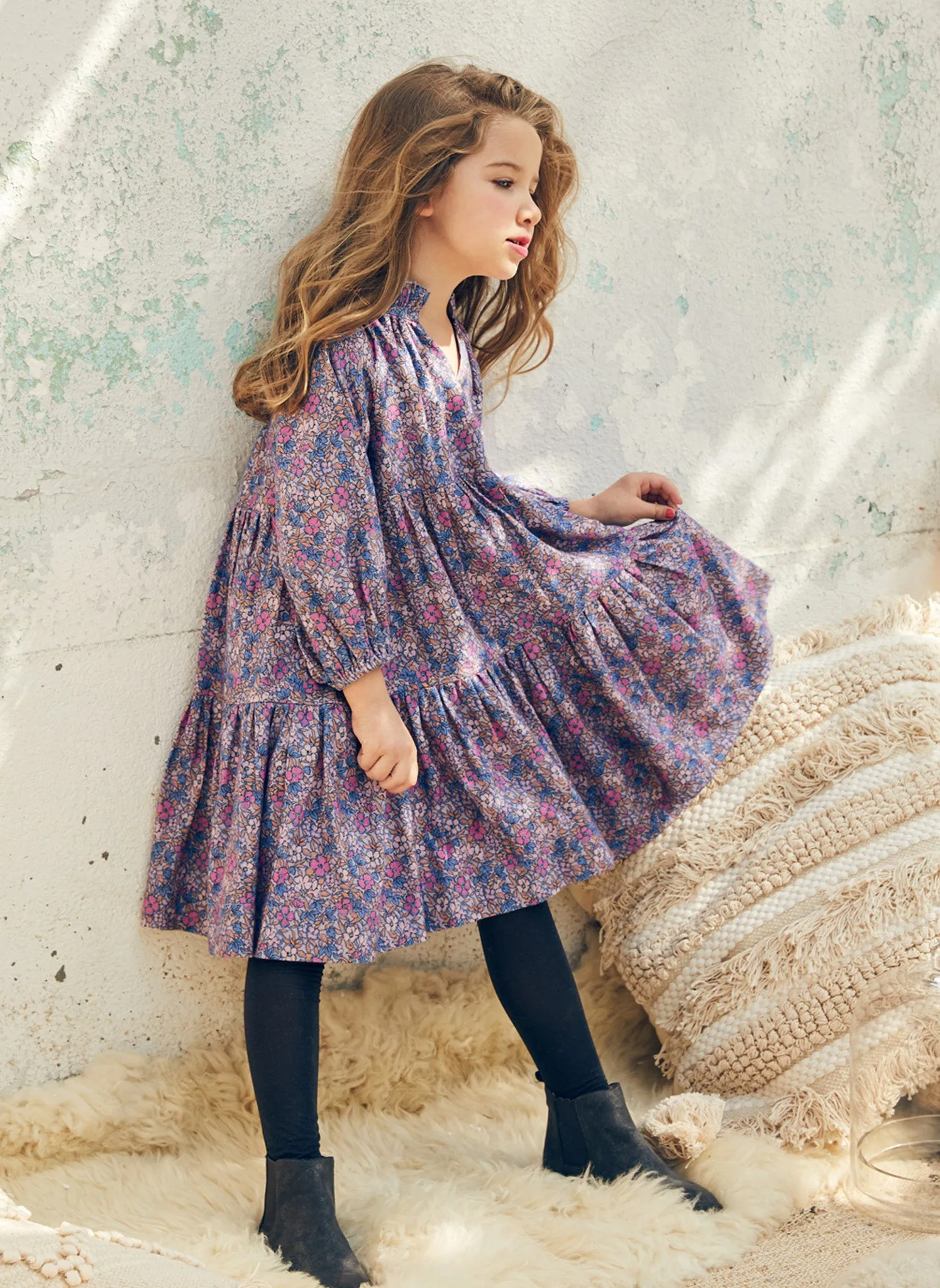 Nellystella Sasha Dress Vintage Floral Purple Haze