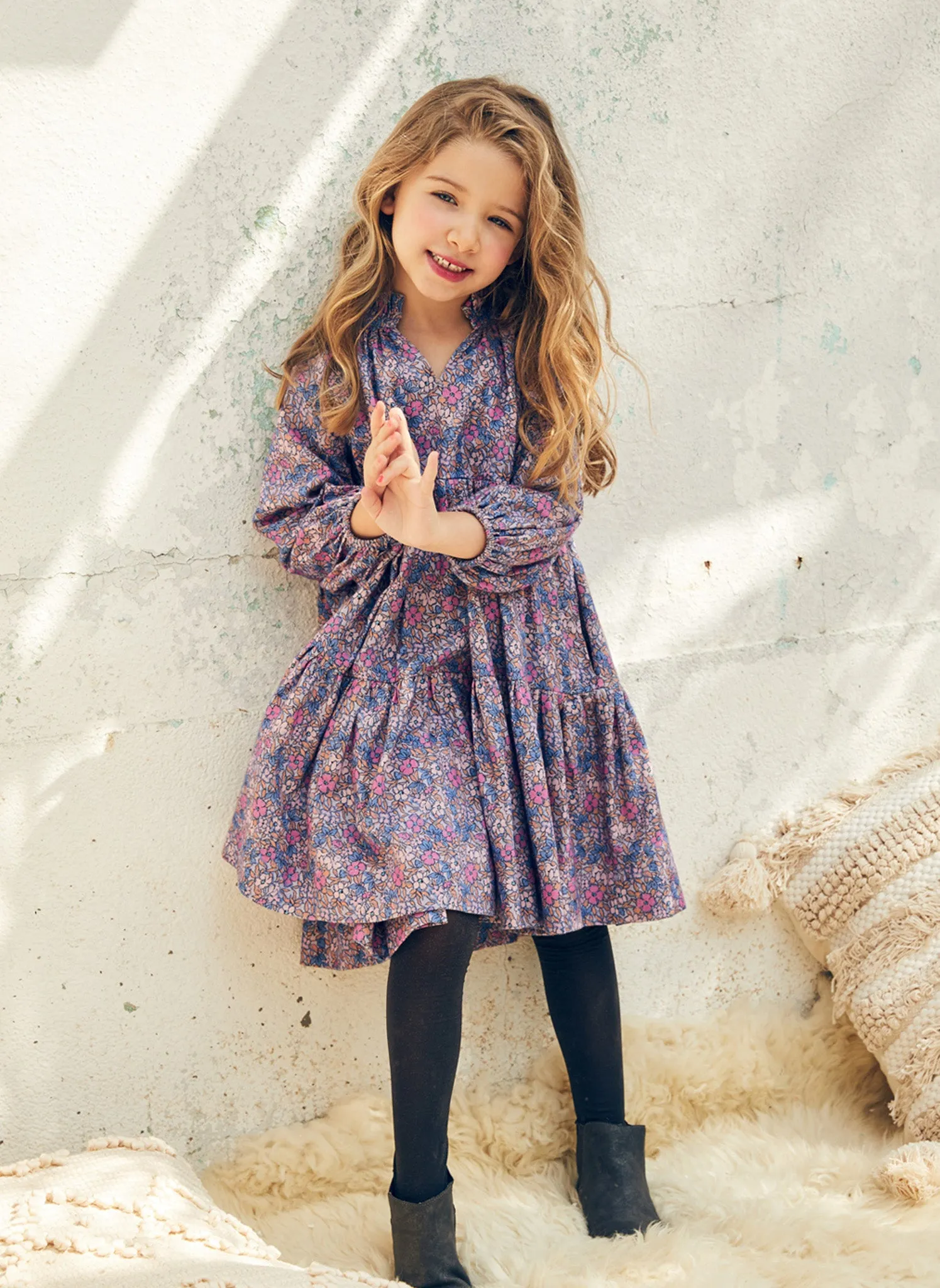 Nellystella Sasha Dress Vintage Floral Purple Haze