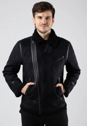 Only & Sons Black Faux Suede Aviator Jacket