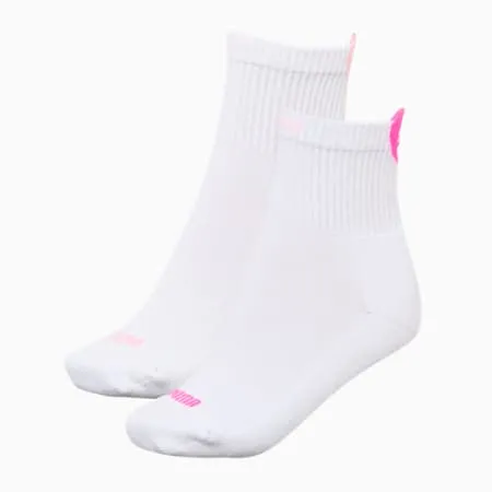 PUMA Women's Heart Short Crew Socks 2-pack White Pink PUMA Shoes PUMA