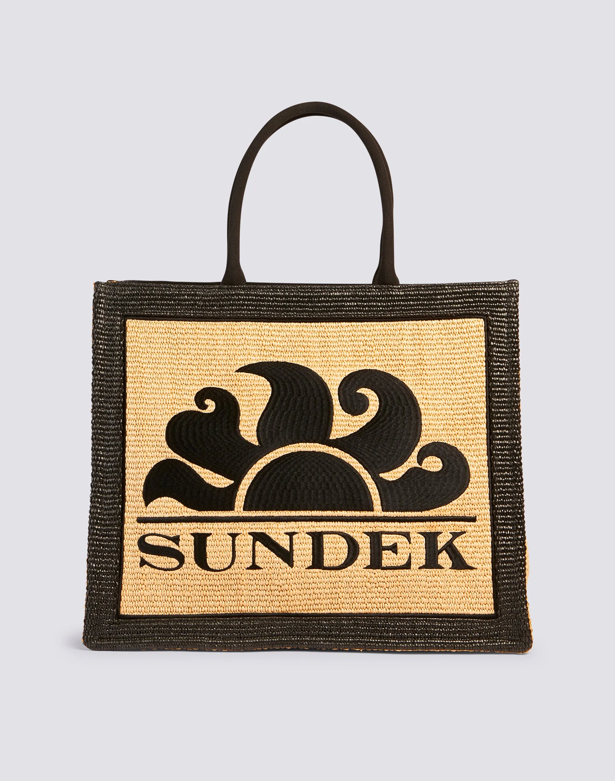 Raffia Shopping Bag with Embroidered Logo