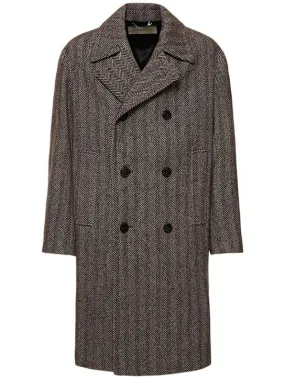 Razel Herringbone Wool Coat by Dries Van Noten