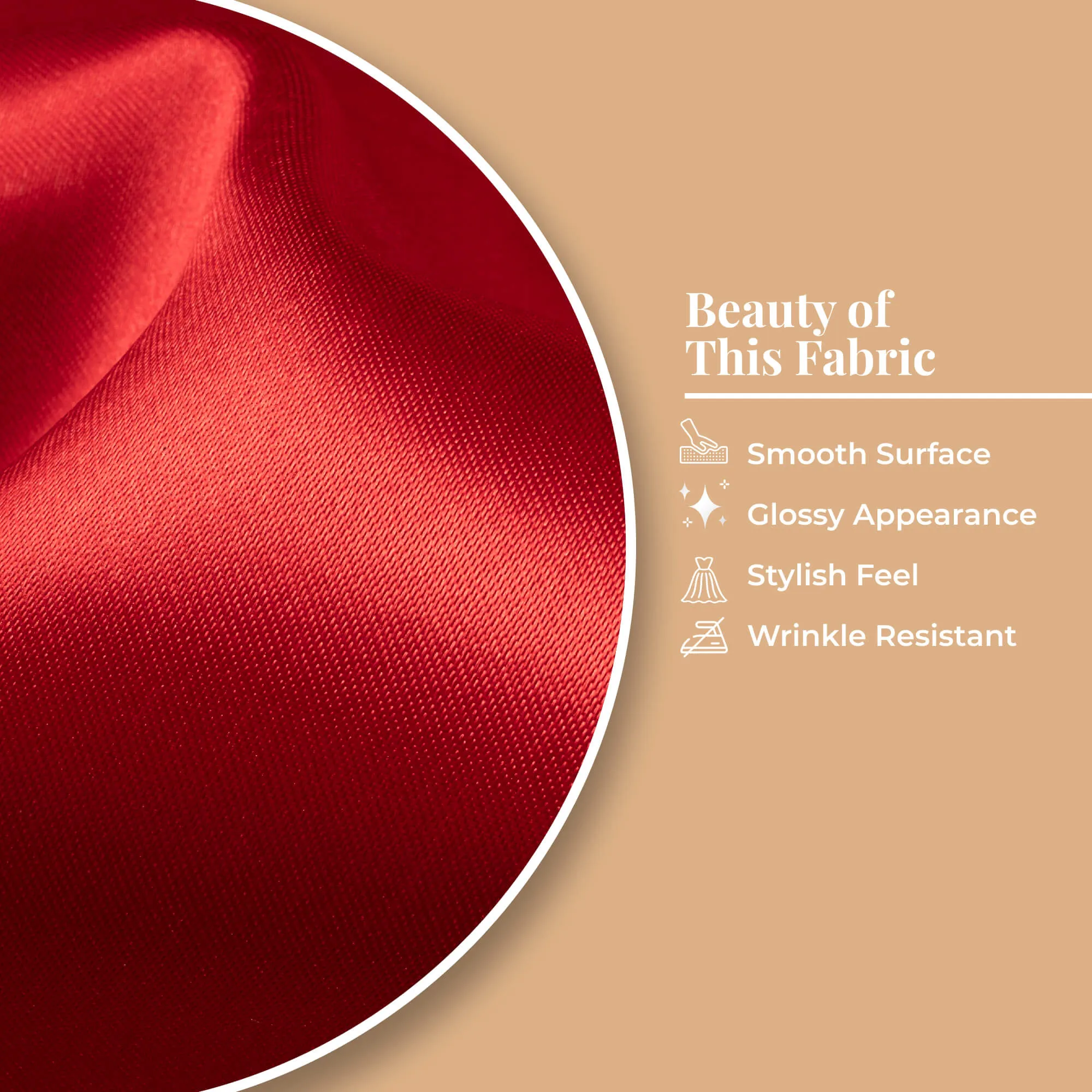 Red Neon Satin Fabric for Sewing