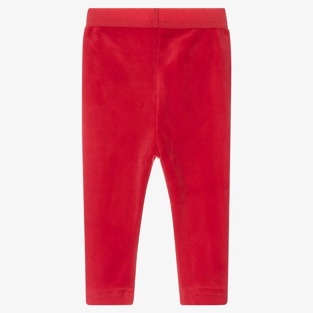 Red Velour Leggings for Girls