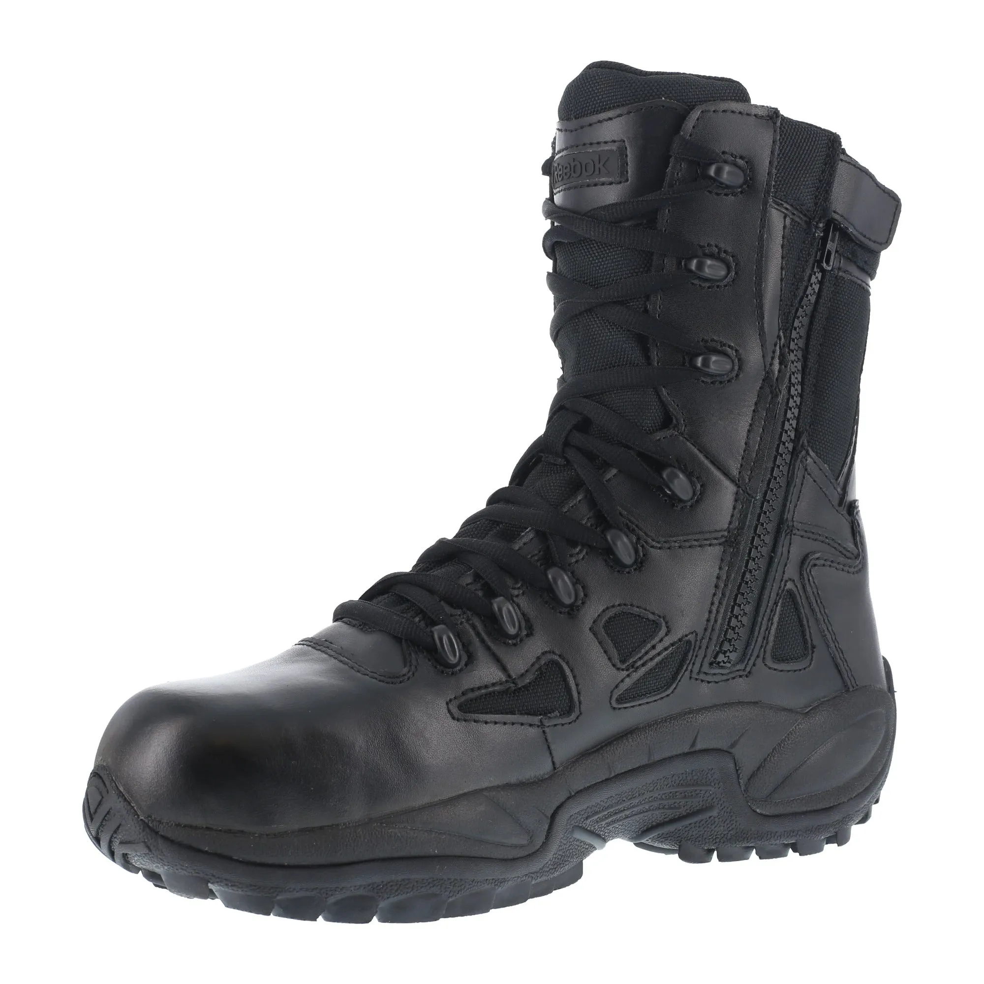 Reebok Men's Black Leather Tactical Boots Rapid Response RB Comp Toe - Top Rated Boots for Tactical Jobs