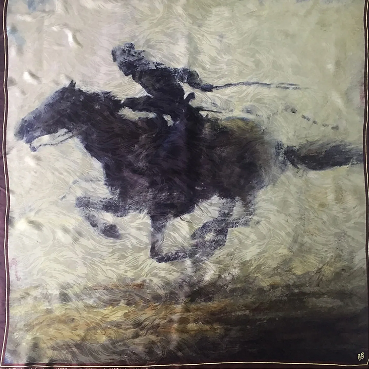 Rockmount Gray Silk Pony Express Terry Gardner Scarf OS