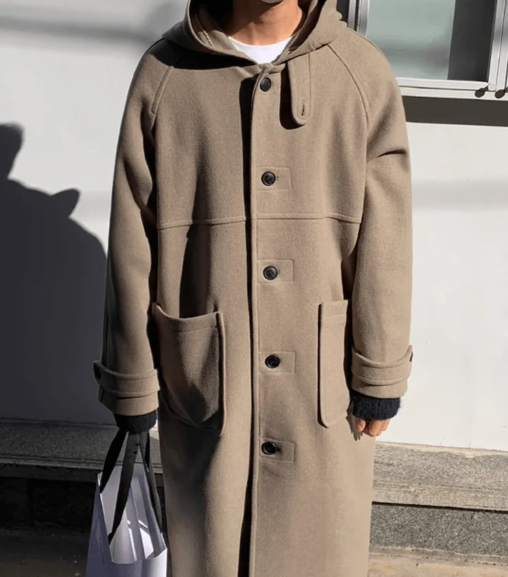 RT No. 10615 HOODED WOOLEN COAT JK