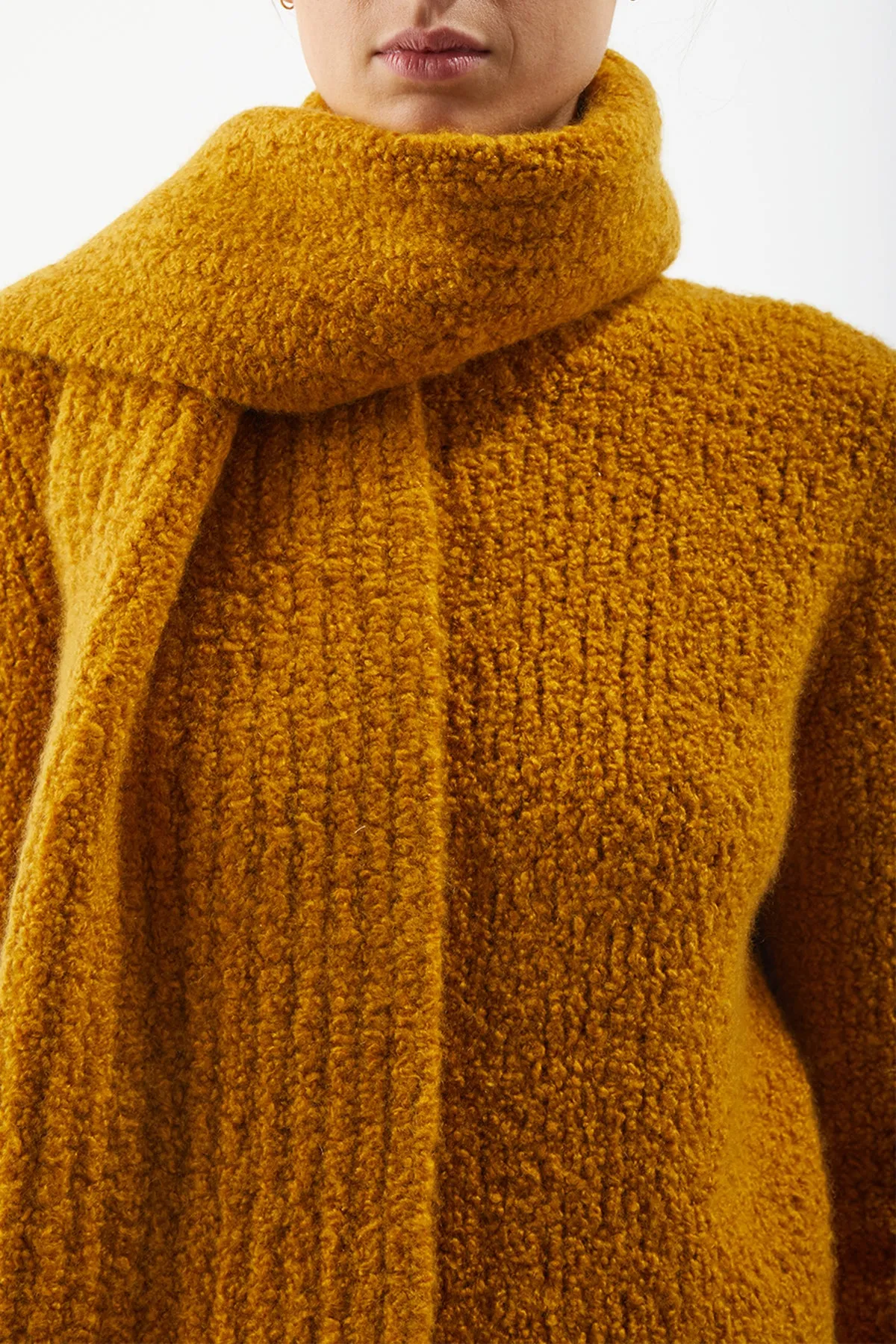 Saffron Cashmere Boucle Knit Scarf by Ruben.