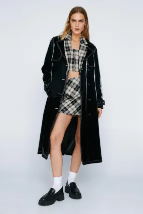 Shiny Belted Trench Coat