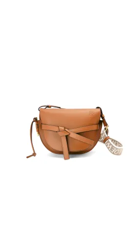 Small Gate Bag in Soft Calfskin and Jacquard Tan