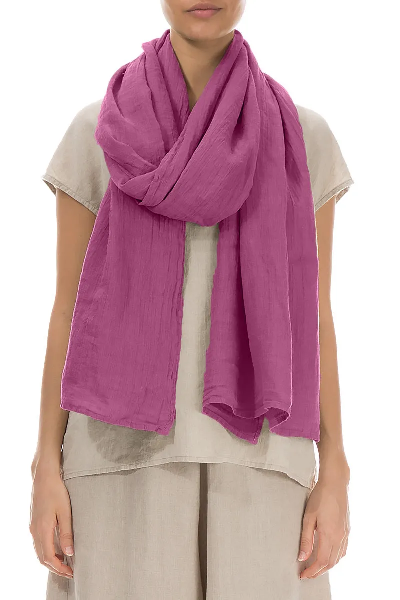 Soft Linen Scarf with Wild Berry Gauze Texture