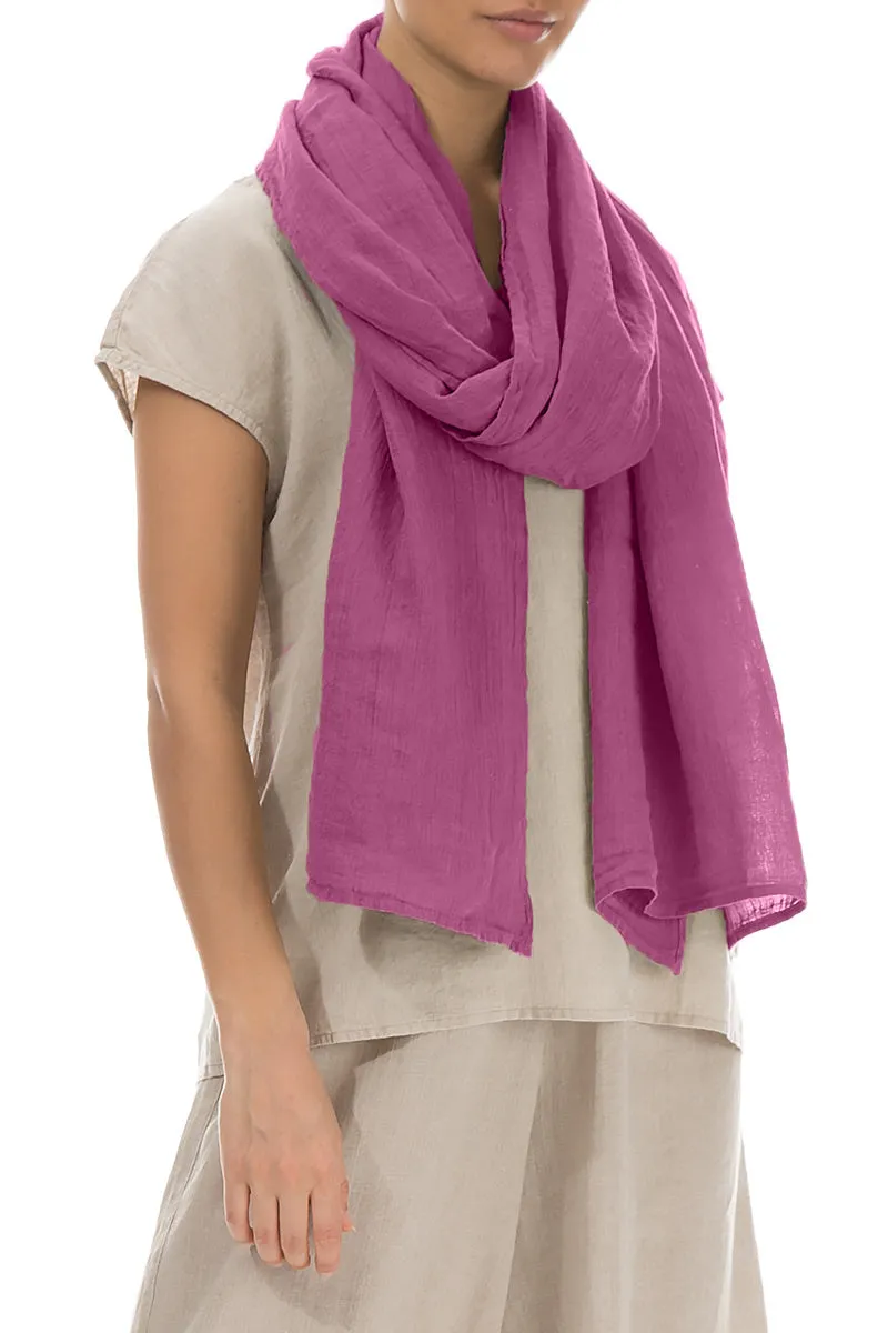 Soft Linen Scarf with Wild Berry Gauze Texture