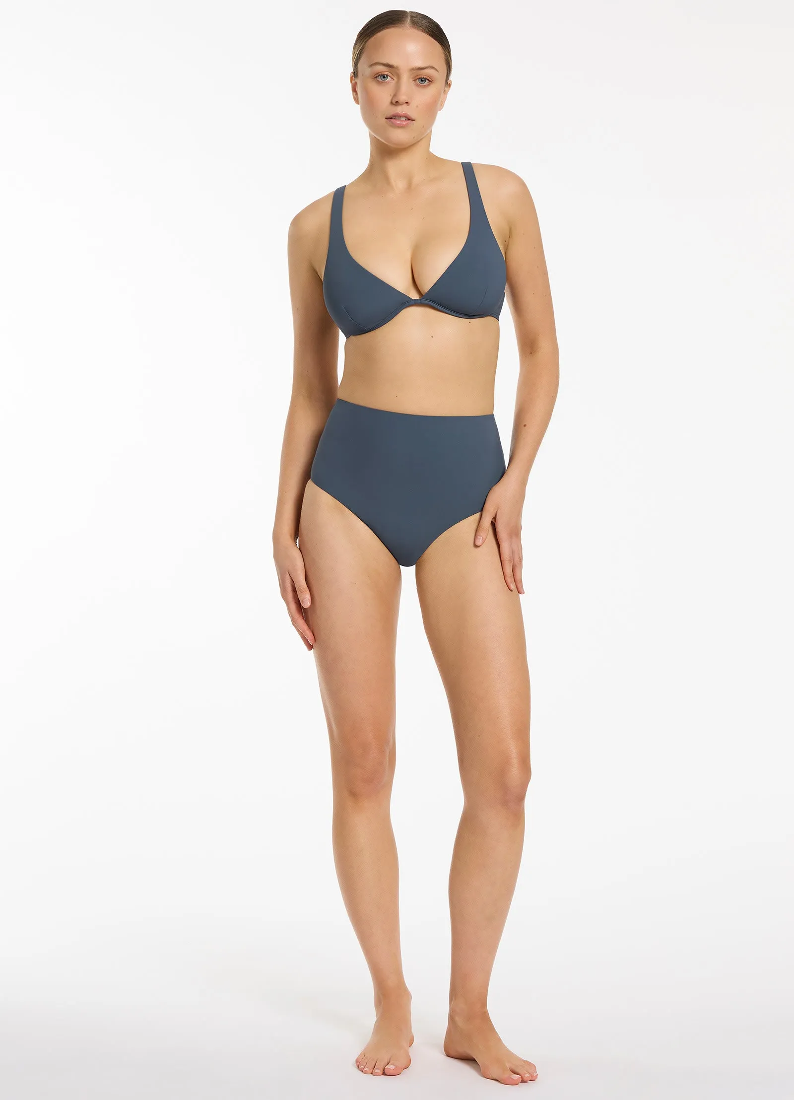 Steel Blue Jetset High Waisted Bikini Bottom