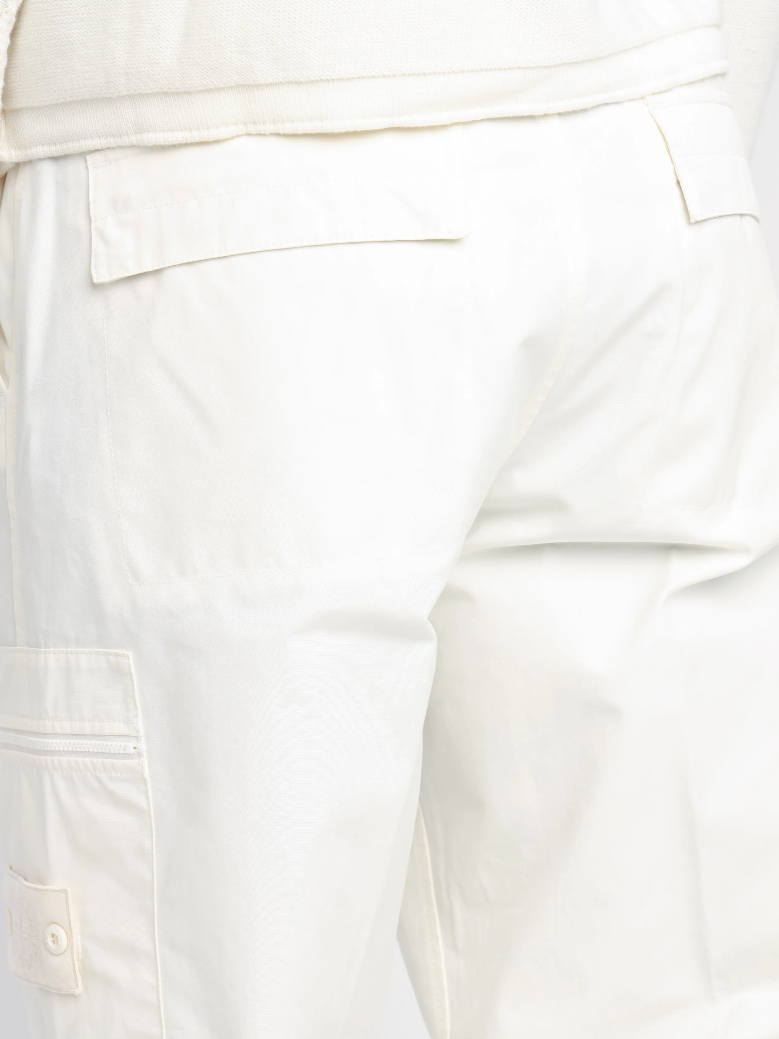 Stone Island White Waterproof Cotton Canvas Cargo Pants