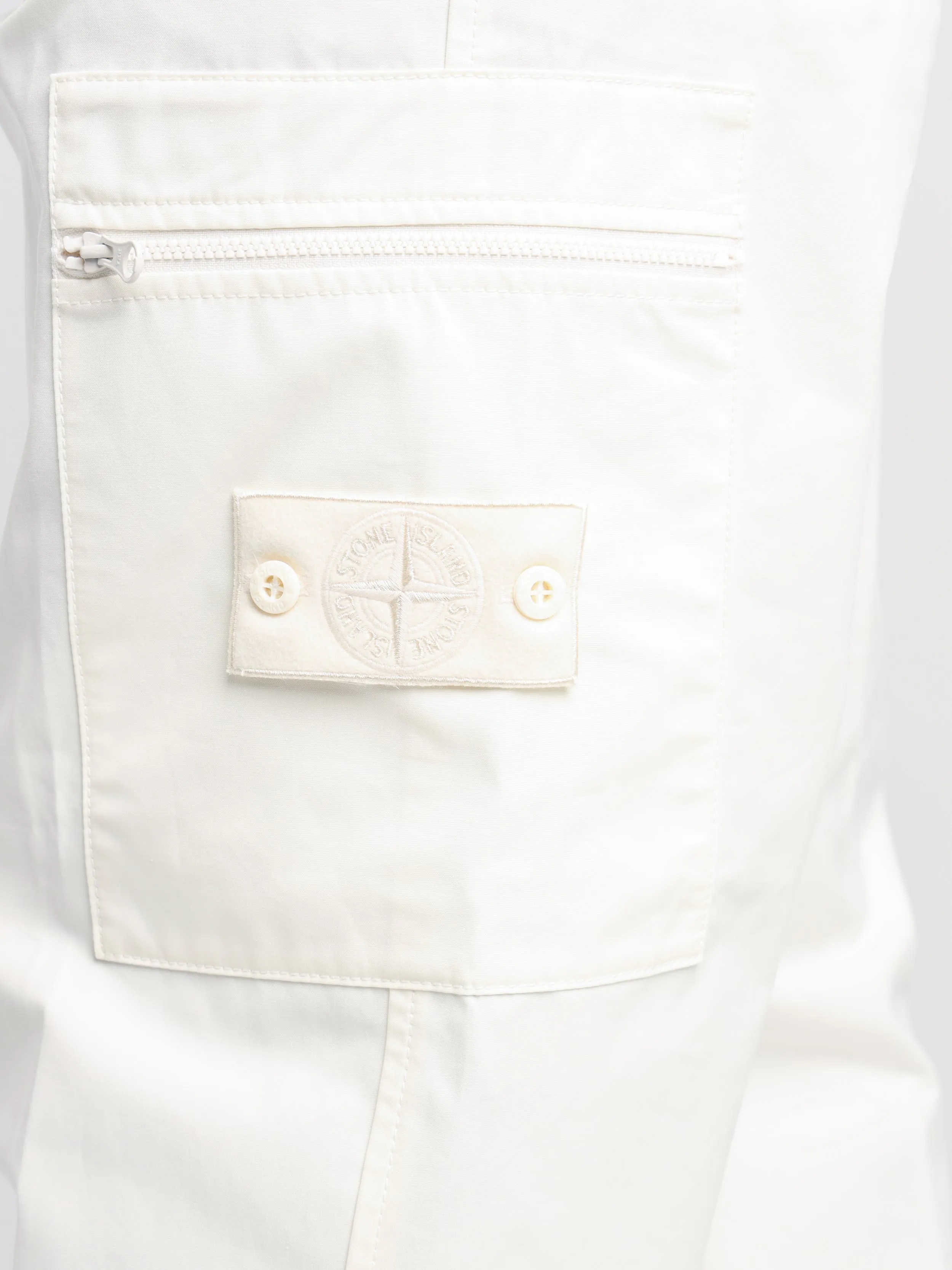 Stone Island White Waterproof Cotton Canvas Cargo Pants