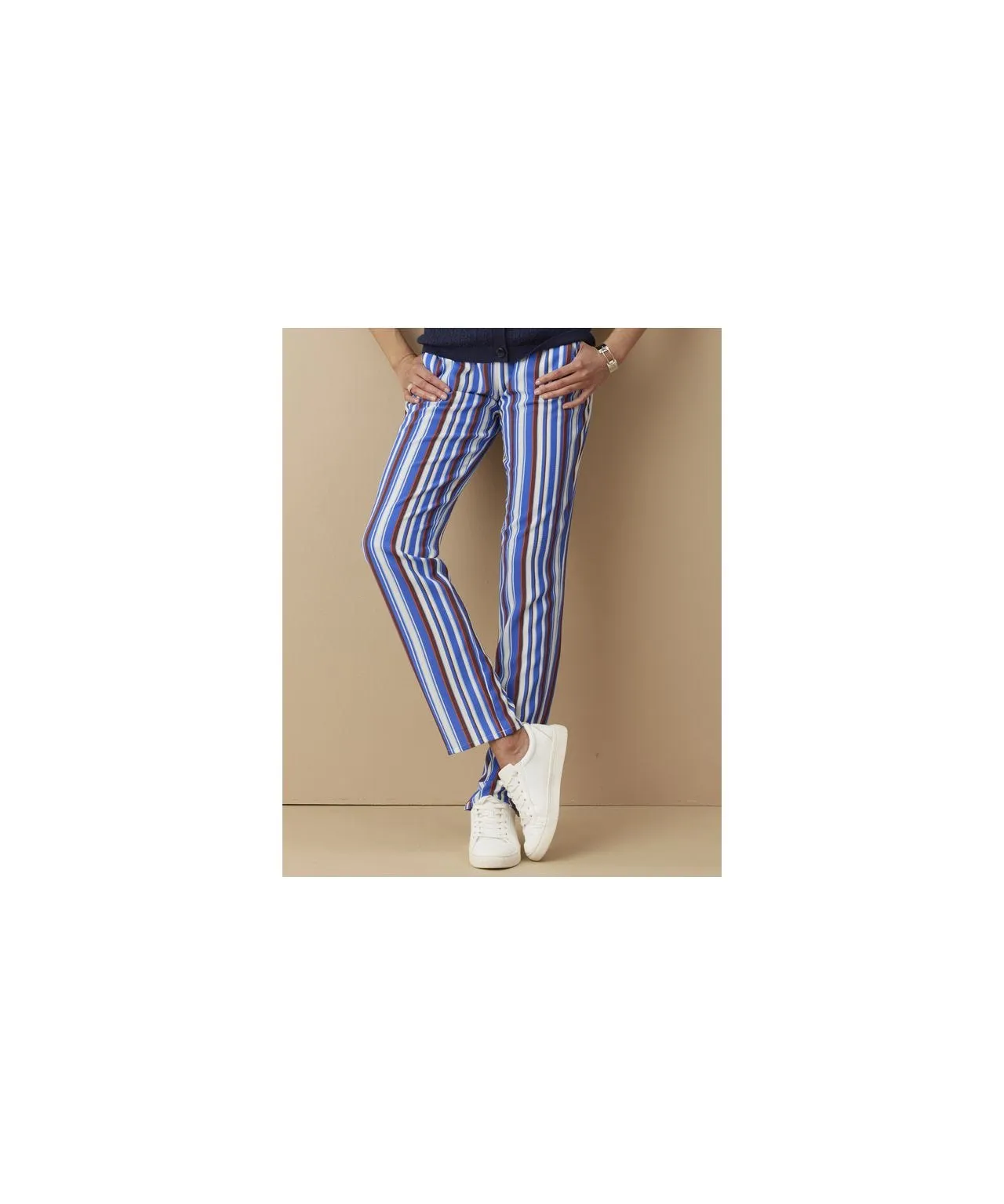 Vertical Striped Straight Leg Trousers