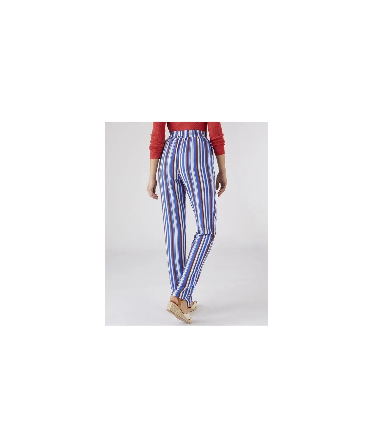 Vertical Striped Straight Leg Trousers