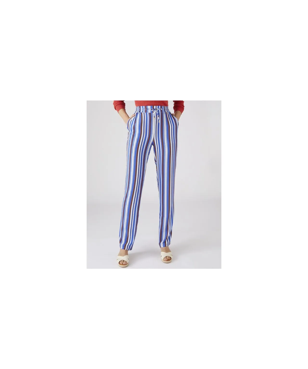 Vertical Striped Straight Leg Trousers