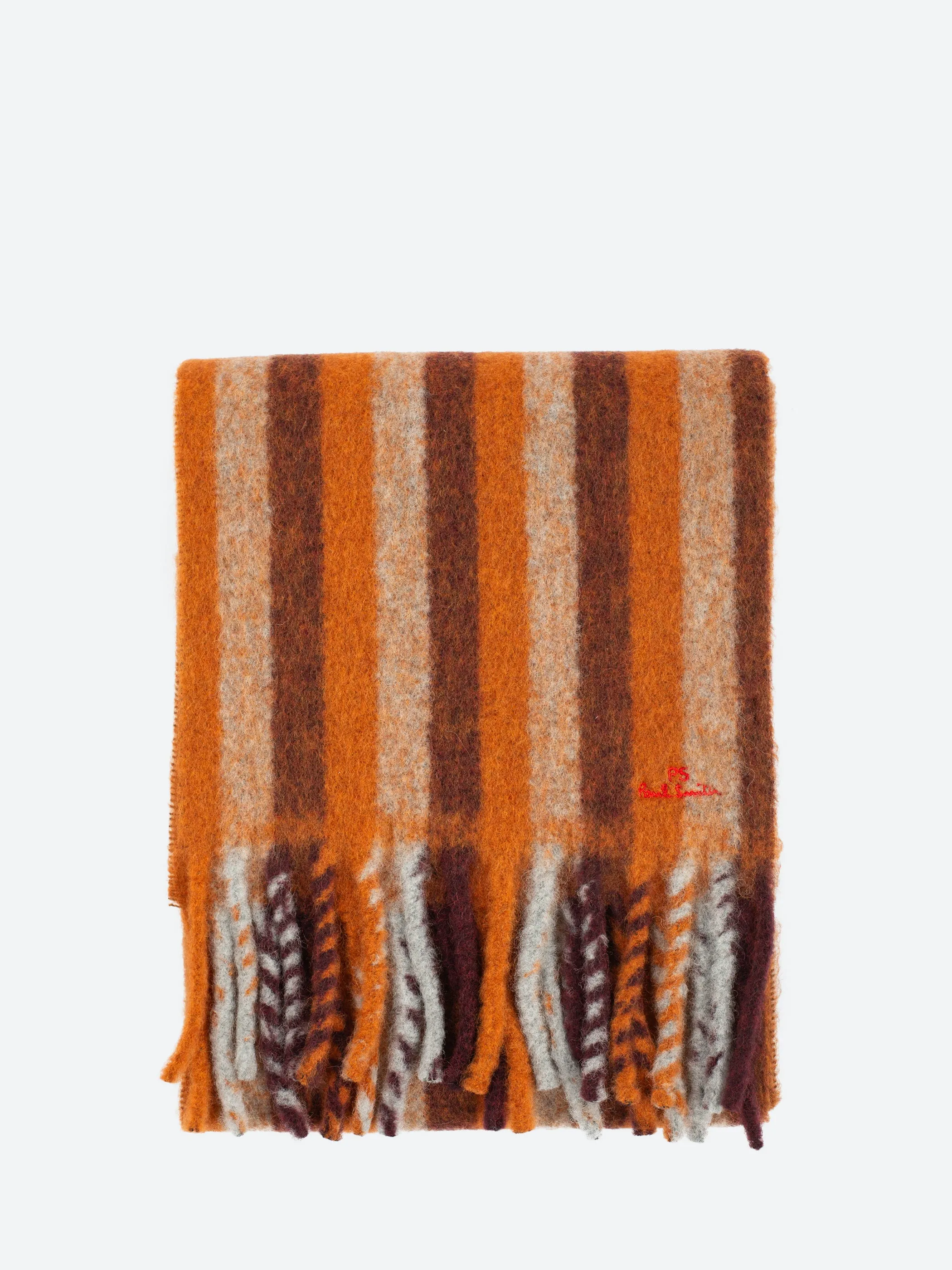 Striped Scarf with Embroidered Logo